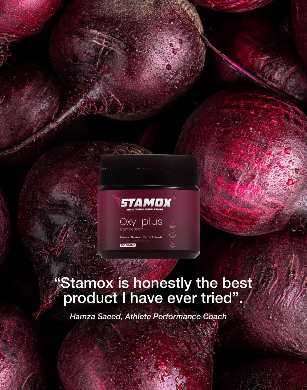 Stamox Patented Beetroot Extract Powder 200g | Train longer without burning out, Endurance & Recovery